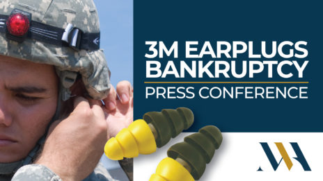 3M Earlplugs subsidiary Aearo Declares Bankruptcy, McCune Law Group holds press conference.