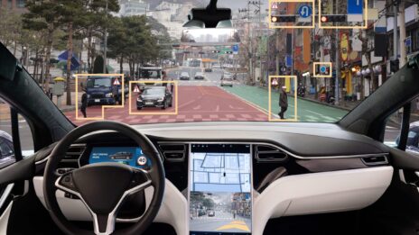 Self-driving car avoiding collision