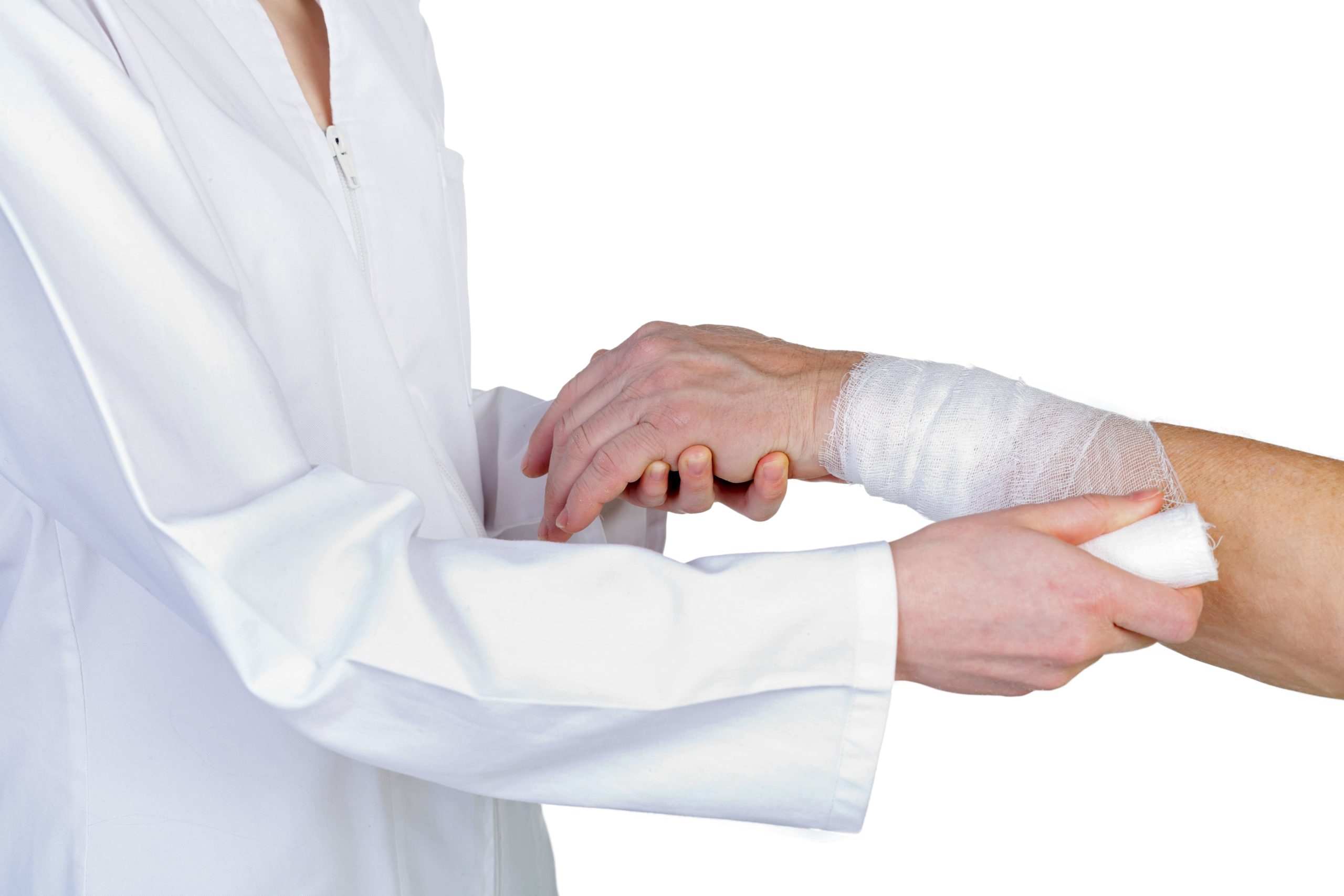 Doctor Tending to patient's injured wrist