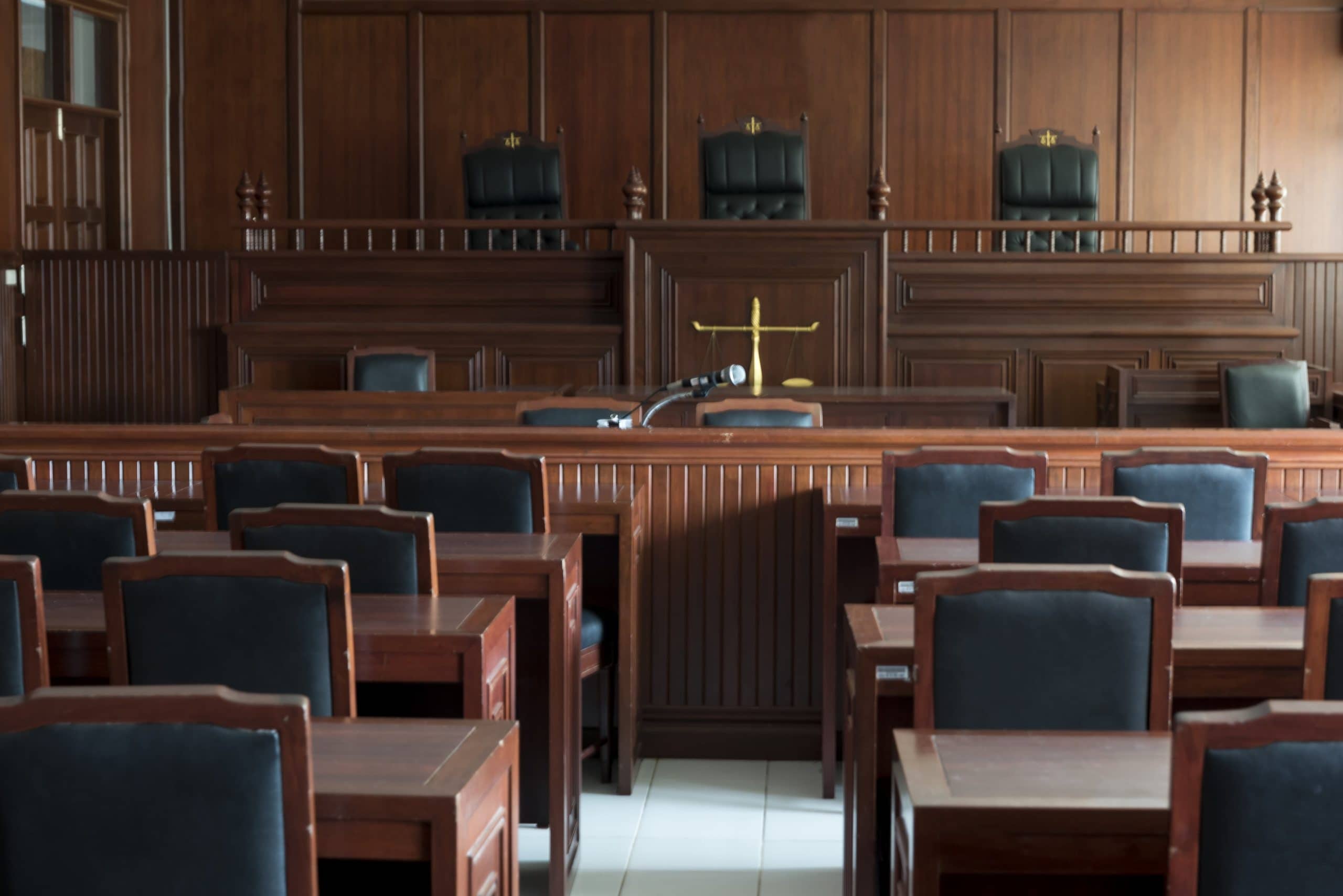 Inside empty courtroom