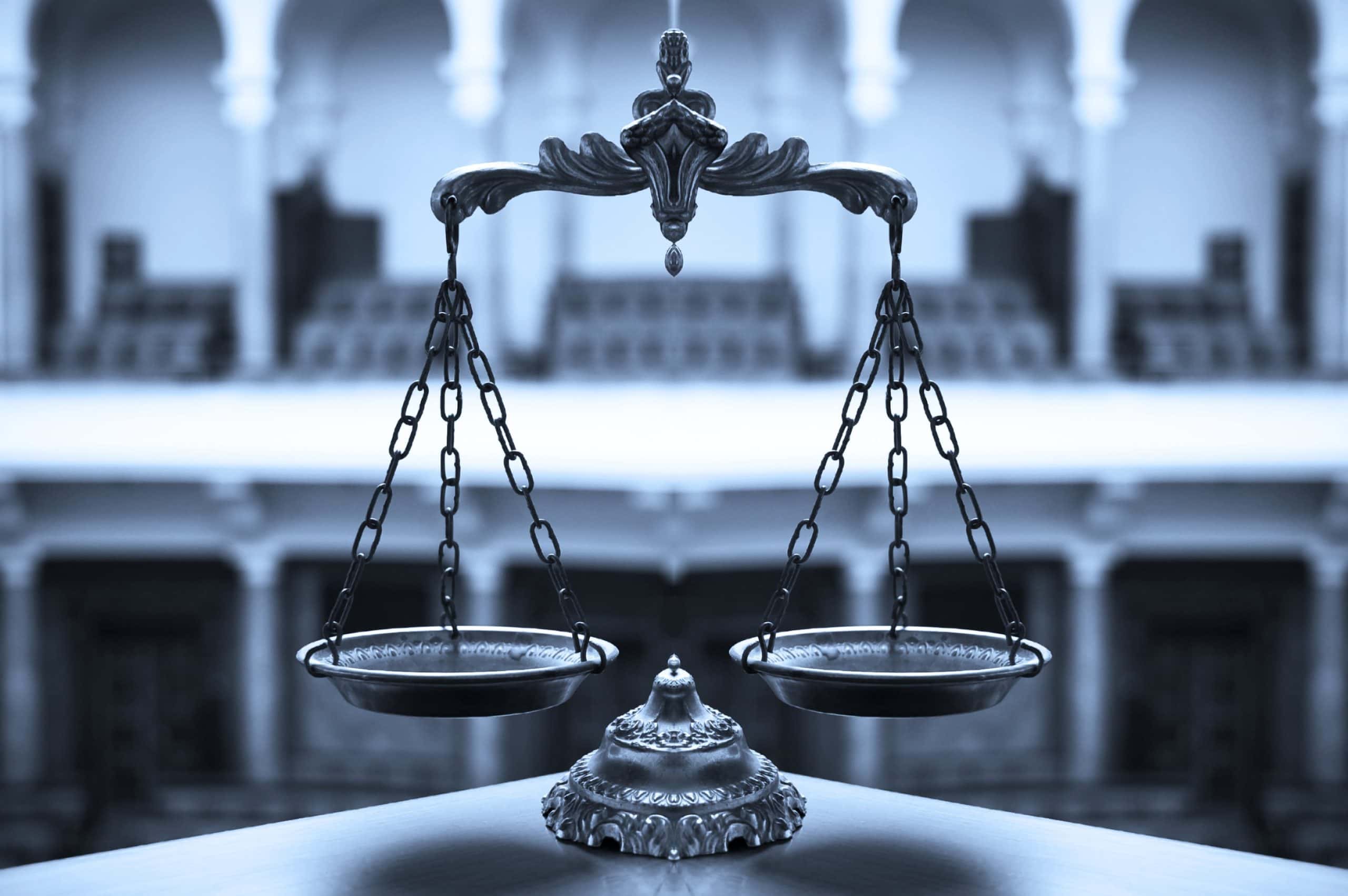 Scales of Justice in court room
