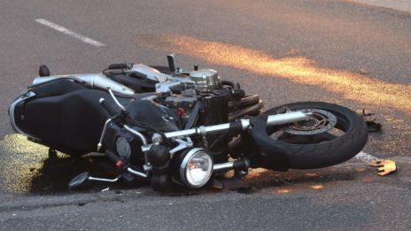 Crashed Motorcycle on road